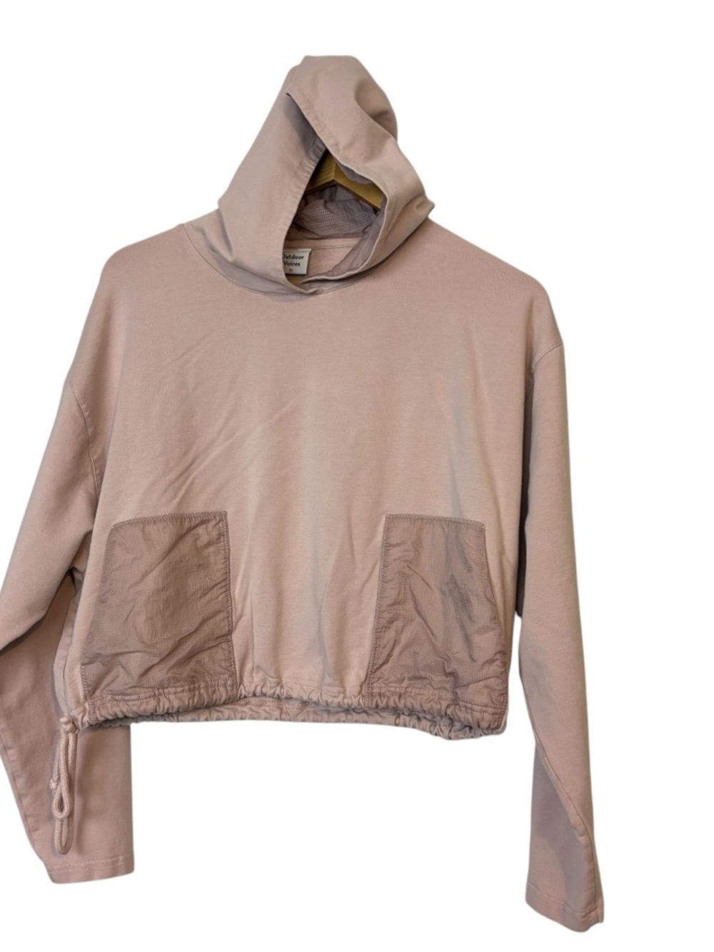 Outdoor Voices Stretch Cotton Modal blend cropped Hoodie Pink Mauve Size XS